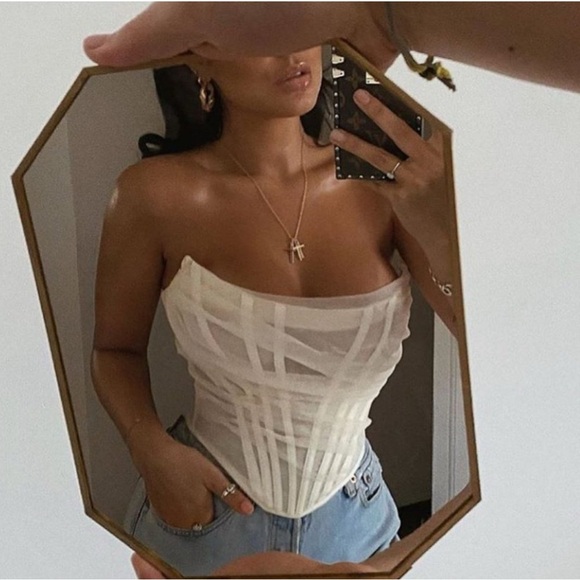 NEW House of CB Melinda Chiffon Draped Corset Top Small - Picture 11 of 13